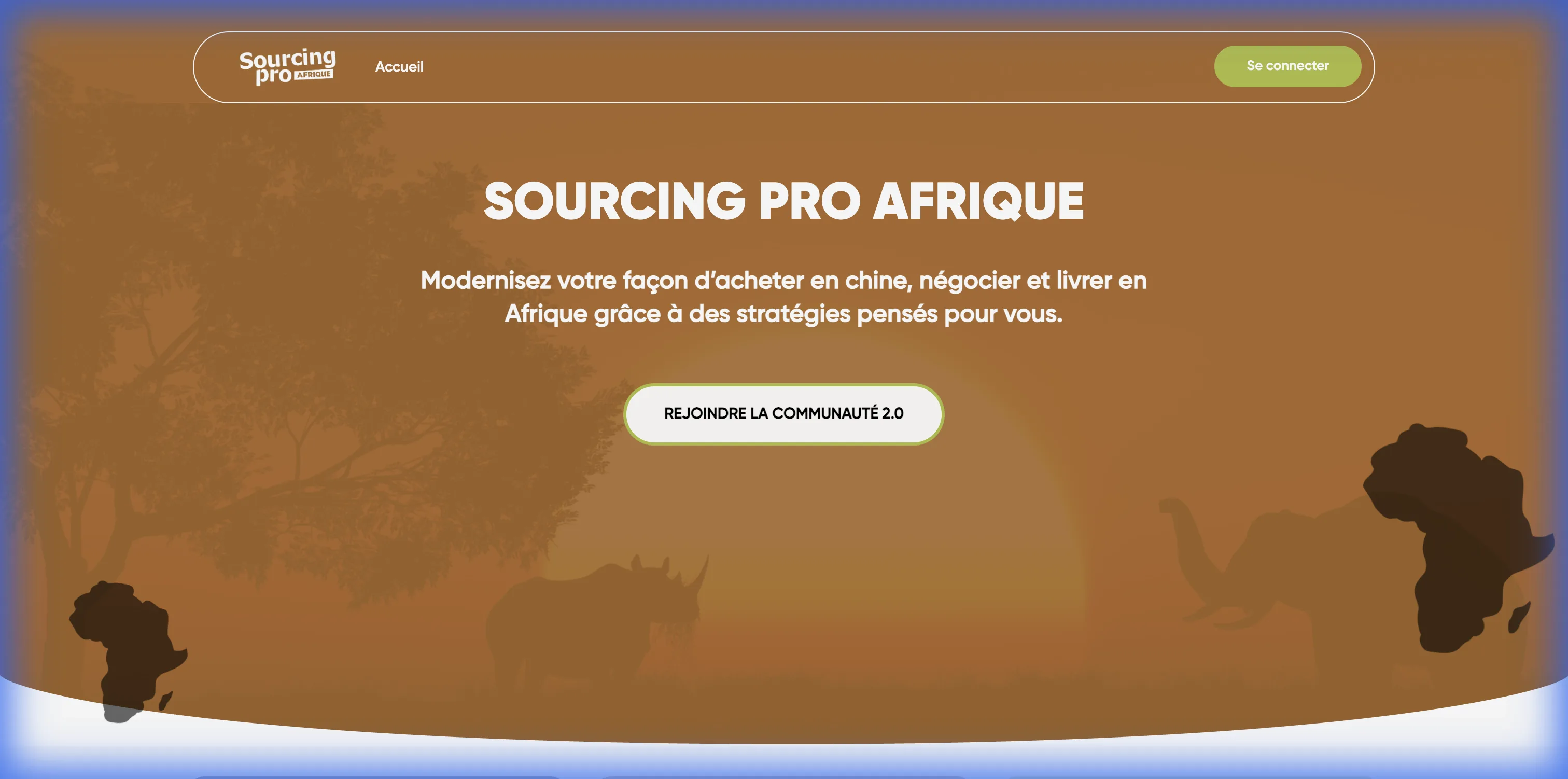 Page d'accueil de Sourcing Pro Afrique